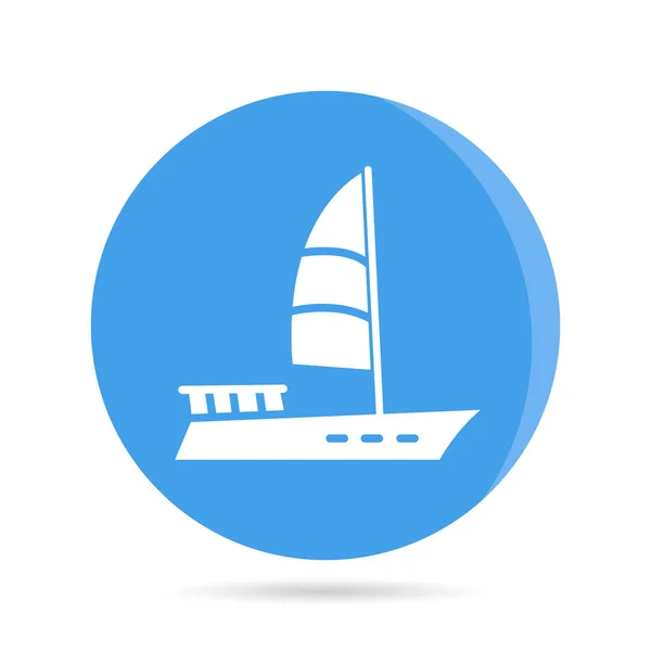 ボート ブルーサークルボタンの船のアイコン — ストックベクタ