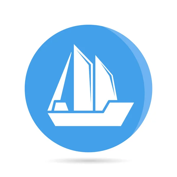 Корабель Човен Значок Судна Кнопці Синього Кола — стоковий вектор