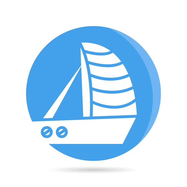 Gemi Tekne Gemi Simgesi Mavi Daire Düğmesinde — Stok Vektör