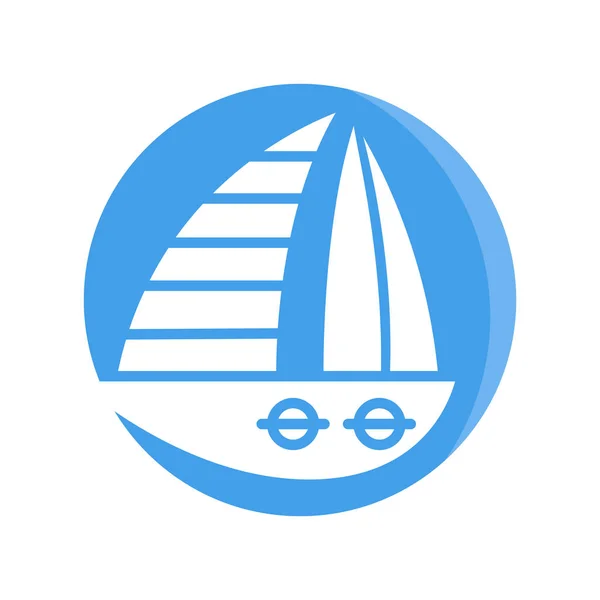 Корабль Иконка Парусника Синей Круглой Кнопке Вектор — стоковый вектор