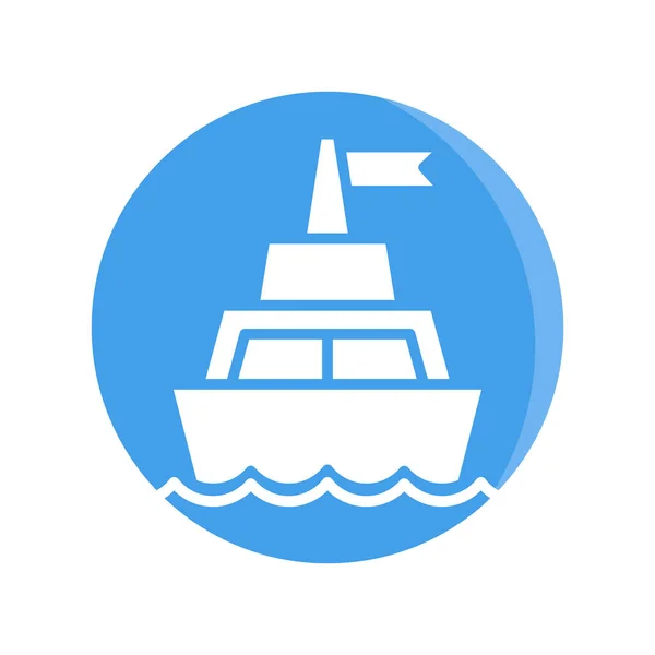 Barco Icono Del Barco Vela Azul Botón Redondo Vector — Vector de stock