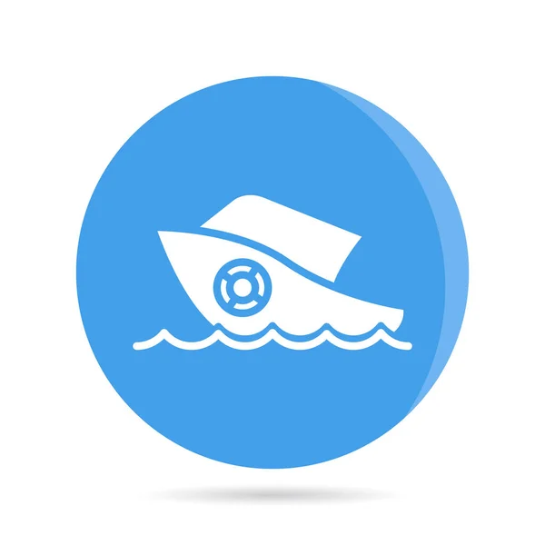 Ship Sailing Boat Icon Blue Button Vector — Stock Vector