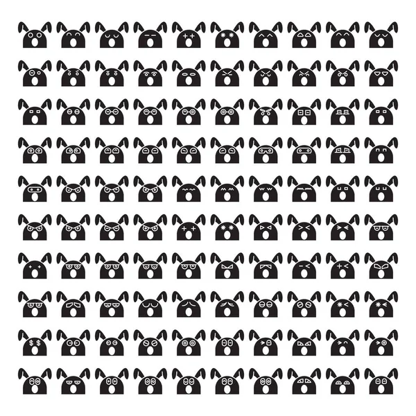 Rabbit Bunny Emoticons Glyph Big Design Set — Stock Vector