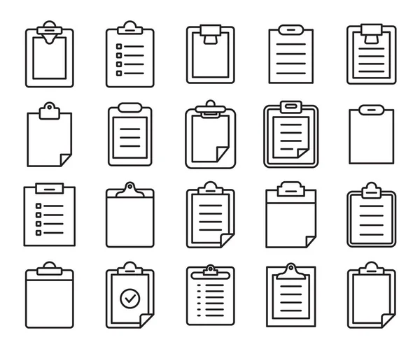 Zwischenablage Und Dokument Icons Vektor Set Line Design — Stockvektor