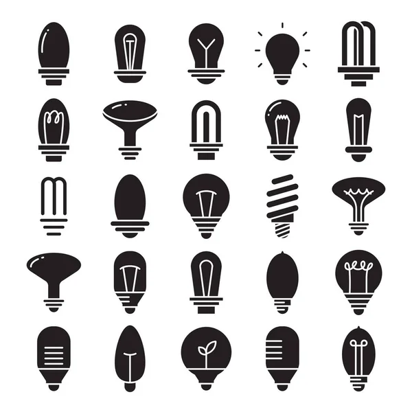 Glühbirnen Symbole Setzen Vektorillustration Glyphen Design — Stockvektor