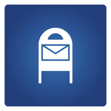 Mavi arkaplanda posta kutusu ve posta kutusu simgesi
