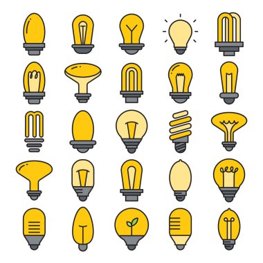 Fikir ampul simgeleri vektör renk tasarımı