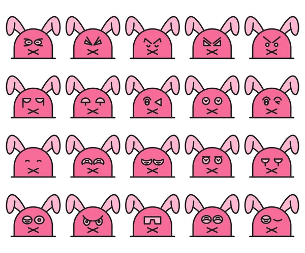 粉红兔子 兔子情感设计套件 — 图库矢量图片