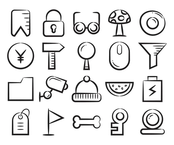 Hand Drawn Sketch Web Icons Set Vector — Stock Vector