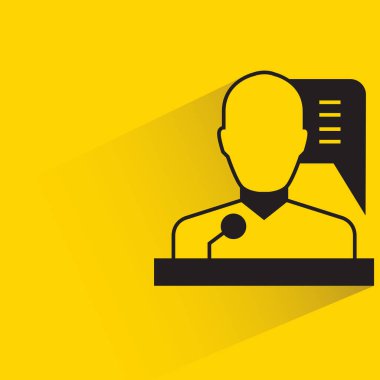 Sarı arkaplan vektöründe gölgesi olan hoparlör