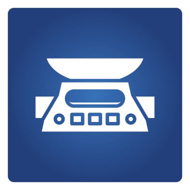 mavi arkaplan vektöründe dijital ağırlık ölçeği simgesi