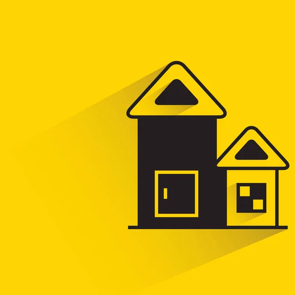 Dům Kapkou Stín Žlutém Pozadí — Stockový vektor