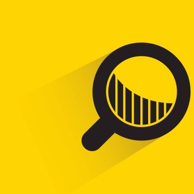 Sarı arkaplanda gölgesi olan büyüteç ve bar çizelgesi