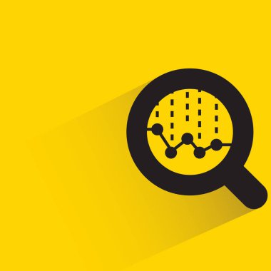 Sarı arkaplanda büyüteç ve veri tablosu