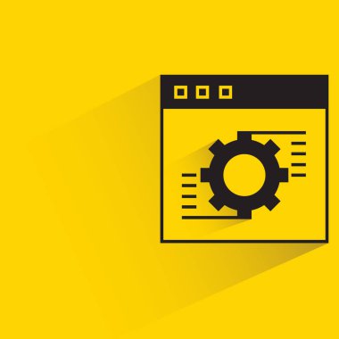 Sarı arkaplanda ağ ve dişli gölgesi