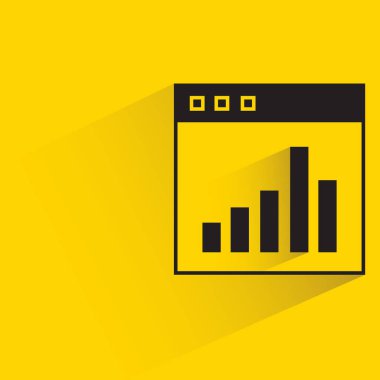 Sarı arkaplanda web damla gölgesi üzerine bar grafiği