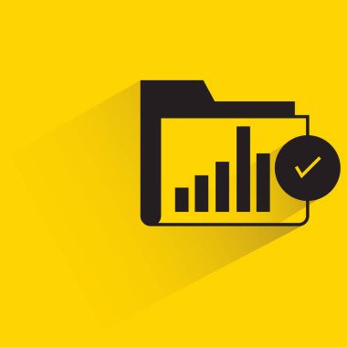 Sarı arkaplanda veri arşivi ve çubuk grafik damla gölgesi