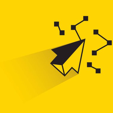 Düşen gölge sarı arkaplana sahip ok imleci