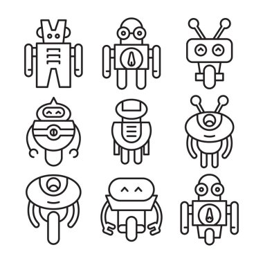 Robot simgesi çizgisi çizimi