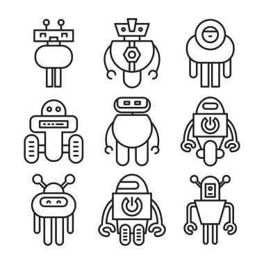 Robot simgesi çizgisi çizimi