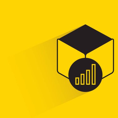 Sarı arkaplanda gölgesi olan küp ve grafik