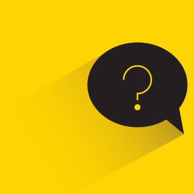 Sarı arkaplanda gölgesi olan soru konuşma balonu