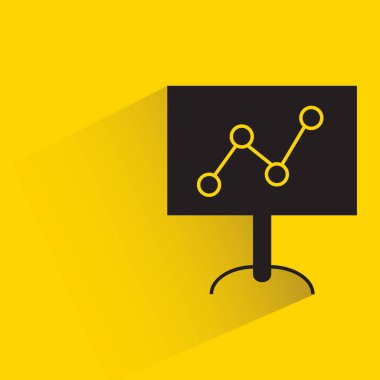 Sarı arkaplanda gölgesi olan beyaz tahtada grafik