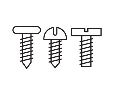 vida ve cıvata simgeleri vektörü ayarla