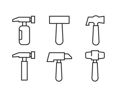 Çekiç ve çekiç simgeleri vektörü ayarla