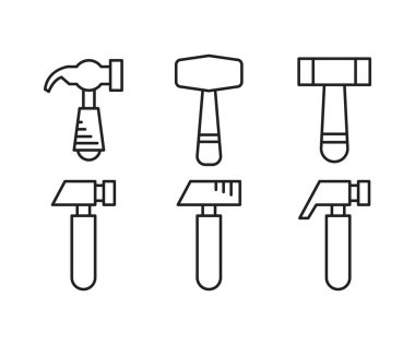 Çekiç ve çekiç simgeleri vektörü ayarla