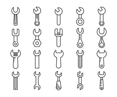 İngiliz anahtarı ve pense simgeleri vektörü ayarla