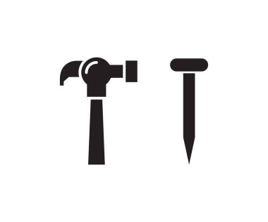 hammer and nail icons set