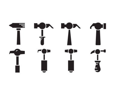Çekiç ve çekiç simgeleri vektörü ayarla