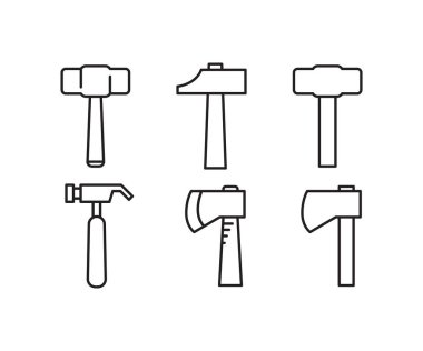 hammer and axe icons set vector
