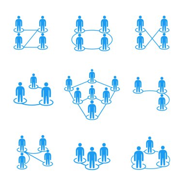 İnsanları birbirine bağlayan, sosyal medya çevreleri, insanlar ağ şeması