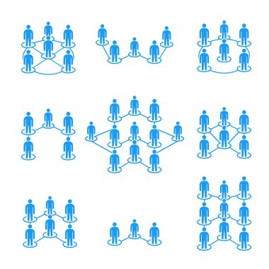 İnsanları birbirine bağlayan, sosyal medya çevreleri, insanlar ağ şeması