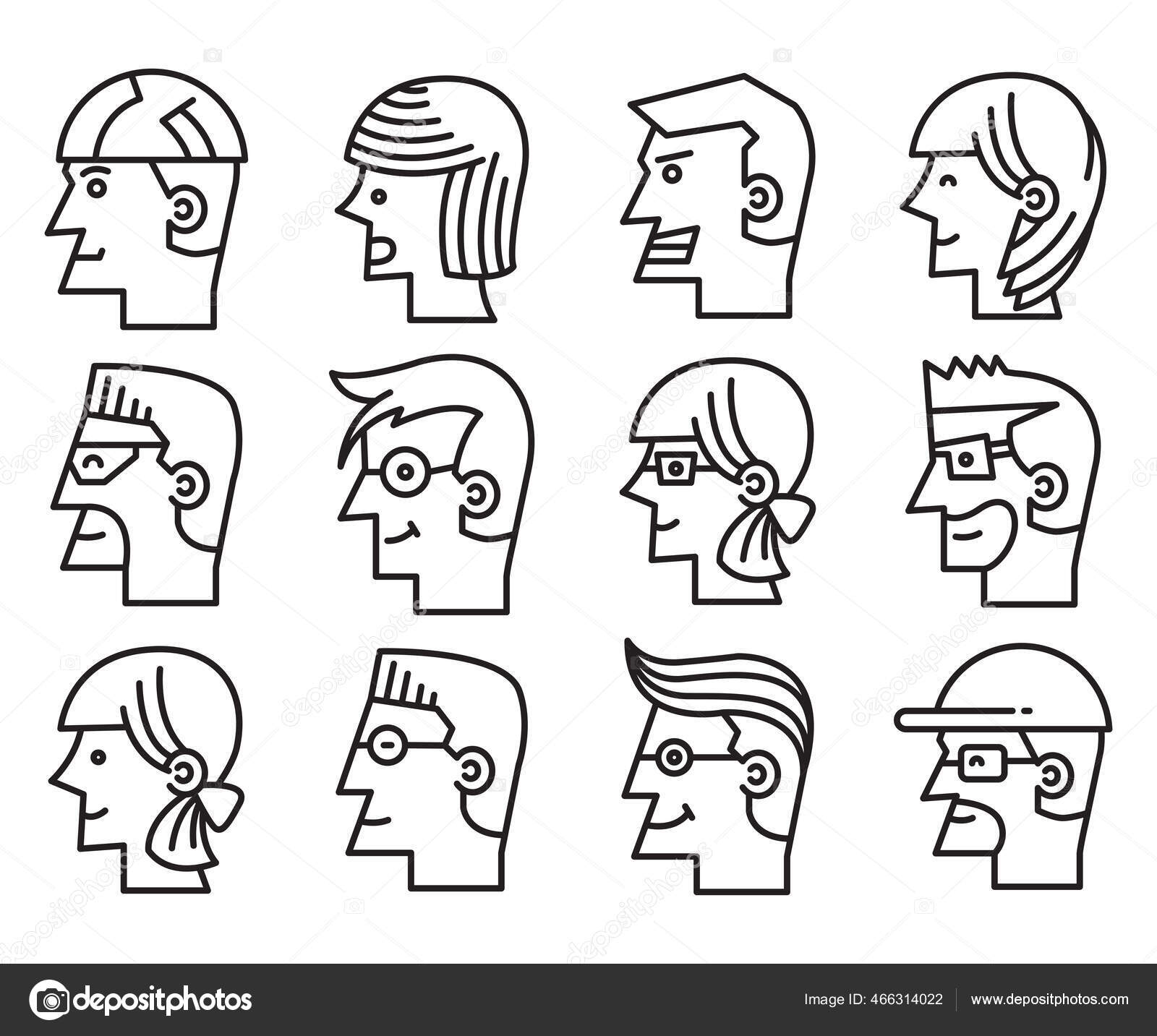 Human Face Side View Profile Avatars Vector vector, gráfico vectorial