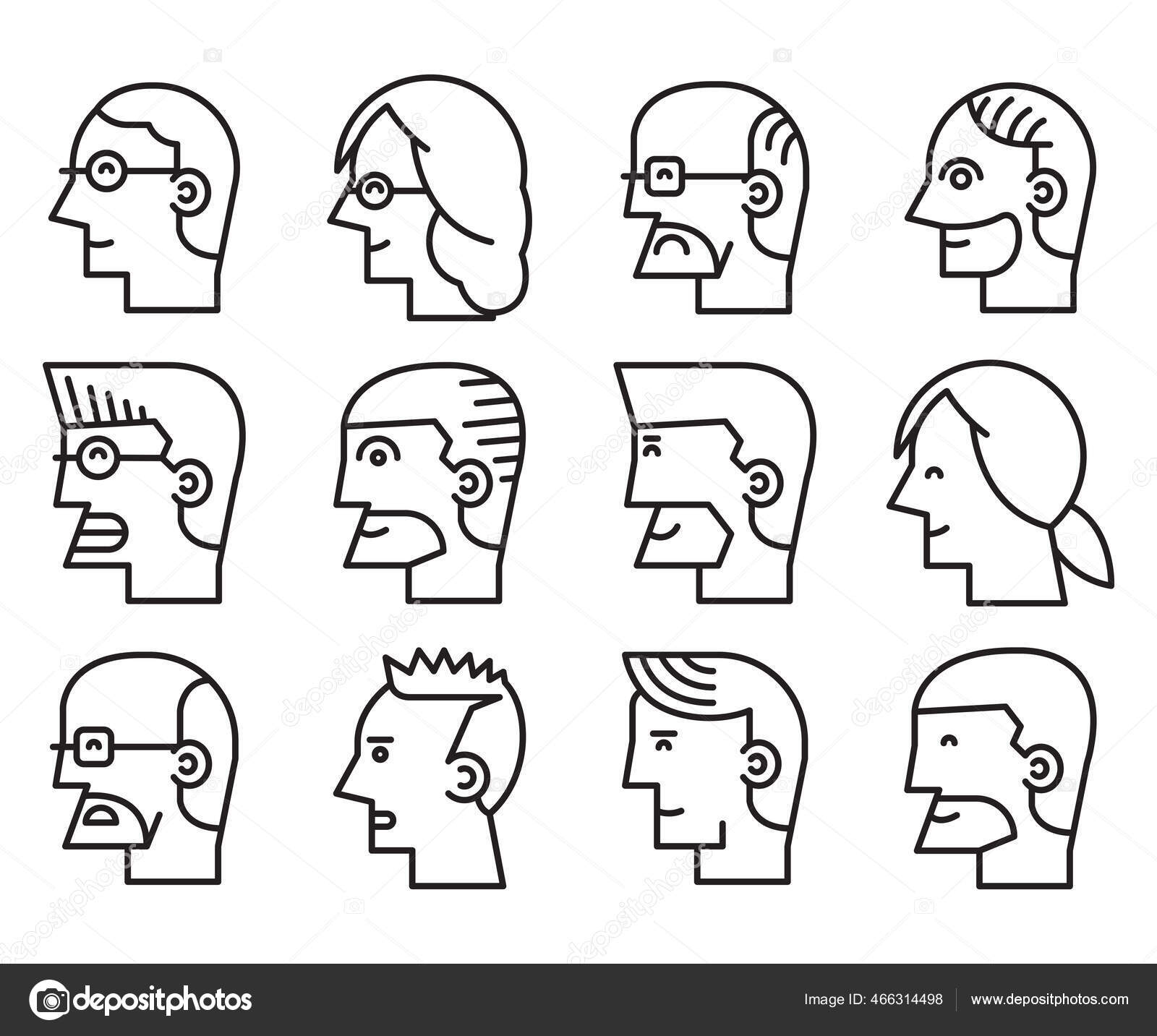 Human Face Side View Profile Avatars Vector imagem vetorial de