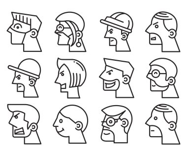 human face side view profile avatars vector
