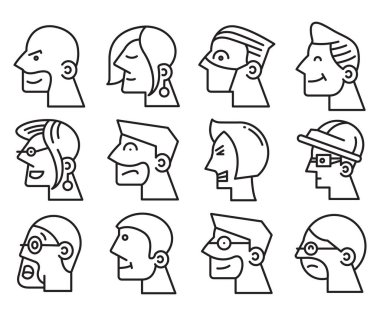human face side view profile avatars vector