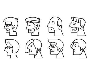 human face side view profile avatars vector