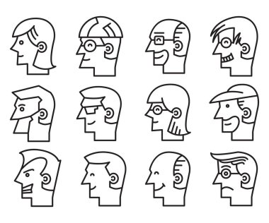 human face side view profile avatars vector
