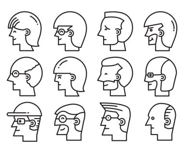 human face side view profile avatars vector