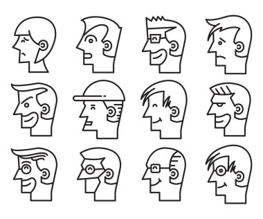 human face side view profile avatars vector