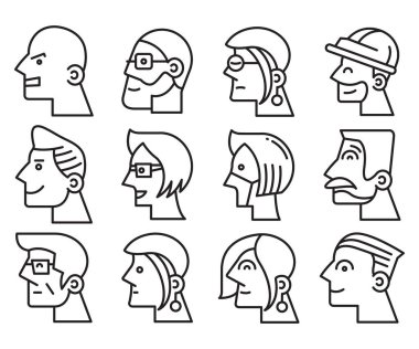 human face side view avatars vector