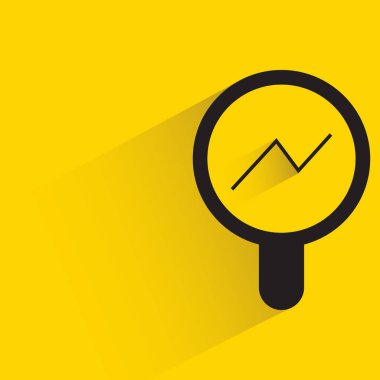 graph and magnifier with shadow on yellow background