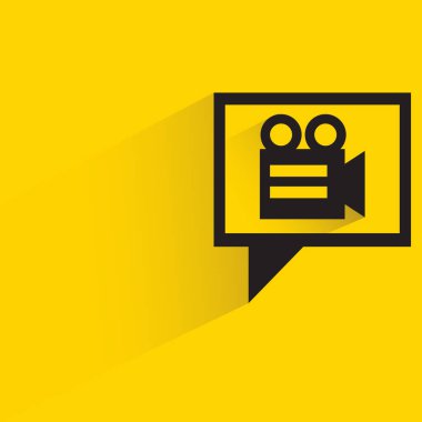 video camera in speech bubble with shadow on yellow background