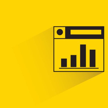 bar chart in web analytics with shadow on yellow background