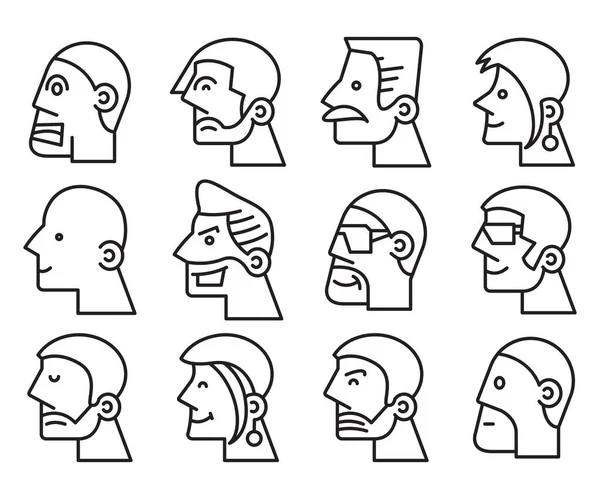 Human Face Side View Profile Avatars Vector —  Vetores de Stock