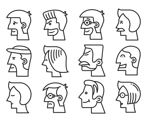 Human Face Side View Profile Avatars Vector —  Vetores de Stock